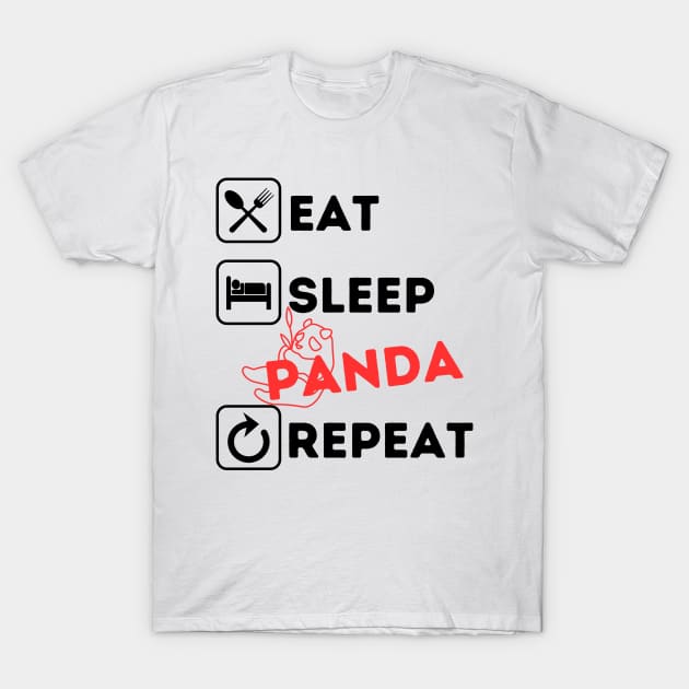 Funny eat sleep panda repeat T-Shirt by Qurax